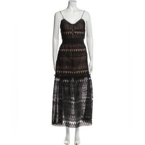 SELF-PORTRAIT
Lace Pattern Long Dress Black 
Size: M | US8, UK12